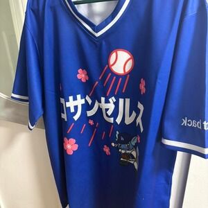 Shohei Ohtani 17 Los Angeles Dodgers Japanese Katakana Baseball Jersey Blue L